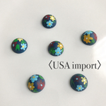 〈USA import〉フラワーデザイン オペーク ダークブルー アクリル カボション （6個 ）