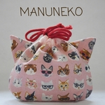 新作 受注生産 猫耳巾着袋★ちびまぬねこ