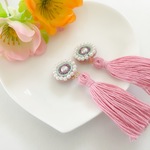 再販しました。パール＆ビーズ刺繍タッセルイヤリング2♡（ピンク）