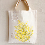 ふわふわミモザの羊毛刺繍トート◯◯