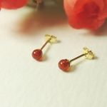*P34*天然石カーネリアンAAA（極小3ｍｍ）☆スタッドピアス