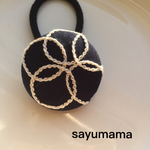 再販☆刺繍☆くるみボタンのヘアゴム
