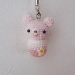 くまストラップmini（pink & flower）
