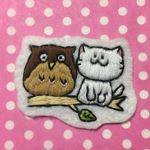 ふくろうとねこのワッペン