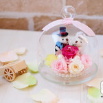 ご結婚祝いに♪ウエディングベアの結婚式！miniohanapot♡プリザーブドフラワーのガラスポット