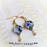 ●cs●琉球ガラス入りゆらゆらピアス●