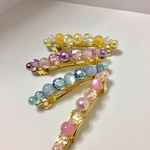 キラキラビーズのバレッタ☆黄色