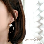 [再販] フープ（ホワイト）:ピアスorイヤリング