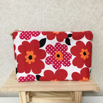 【送料無料SALE】ポーチ お花模様 レッド