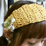 【送料無料】手編み☆ヘアターバン [yellow]