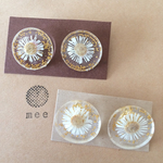 押し花ピアス(ヒメジョオン)