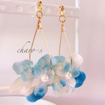 再販多数♡【ブルー】桜の花びらイヤリング・ピアス