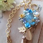 light blue sapphire night sky バックチャーム レジン