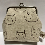 ねこ顔♡がま口ポーチ