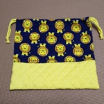 らいおん×黄色ドット柄の巾着袋♡