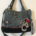 ミッキー&ミニー デニムリメイクズパゲッティ仕様のトートバック