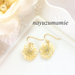 ＊レースフラワーレジン&スワロフスキー＊フックピアス【513】