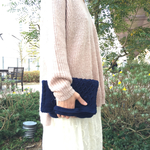 ２way❤︎ネイビーのニットクラッチバッグ