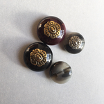 ヴィンテージ アクリルラウンドデザインボタン 3種 4こ