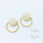アイボリーストーン×フープピアス/イヤリング