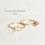スワロフスキー バゲット ring (ゴールド)