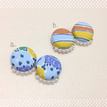 【sale】くるみボタンのイヤリング・ノンホール樹脂ピアス・ピアス