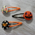 くるみボタンのプチパッチンどめ3コセット---ハロウィン かぼちゃ---