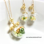 春色タンポポ ＊ ネックレス&ピアス//イヤリングセット