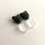 輸入チェコビーズ＊猫＊黒&クリアミックス＊4個セット
