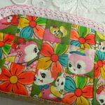 昭和レトロ柄うさぎバンビくま　パッチワークポーチ　通帳入れ　