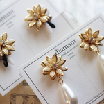  Dahlia earing or pierce（下雫パール）