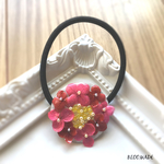 額紫陽花のヘアゴム(ワインレッド×ラズベリー)
