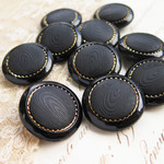 ■再販■異素材■10個入■15mm■ビンテージボタン (黒　柄)　 [0967-15] アクセサリーに!