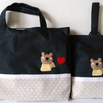 入園入学*レッスンバッグ＆くつ袋セット*くまアップリケ