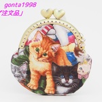 「aki-chibi様のご注文品」（猫）気持ち華やぐがま口ポーチ（小）（口金8.5センチ）