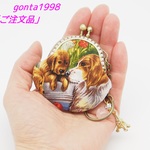 「niconico0917様のご注文品」（ピクニック犬）気持ち華やぐがま口バッグチャーム(ミニ）（口金5センチ)