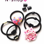 最安値! 激安!SALE!! ヘアゴム用 留め具パーツ ブラック黒100個セット　貼り付けパーツ