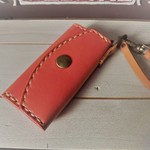 ＊春色＊革の三つ折りキーケース＊ピンク＊シンプル＊