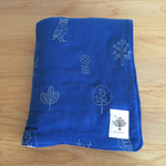 フクロウの森の  ガーゼケット  ブルー