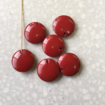 ヴィンテージ アクリルフラットラウンドビーズ レッド 17mm 6こ