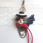 スチームパンク猫さんチャーム　キジトラ☆羊毛フェルト