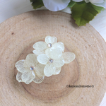 紫陽花とスワロフスキーの帯留め(ホワイト)