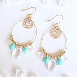 '' crystal ''×'' turquoise '' beads chandelier pierce 