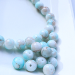 [25pcs] 10mm Soft Blue Marble Glass Beads