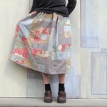 着物リメイク*ぐるぐるパッチスカート*菊の花