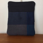 青色リネンのポットマット『１点もの』