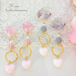お花たっぷり♪ハートのフープピアス