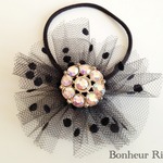 ドット柄チュールのヘアゴム