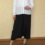 スカンツ風パンツ　ガーゼ生地　黒
