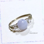 天然石ブルーレース with SWAROVSKI のワイヤーリング
